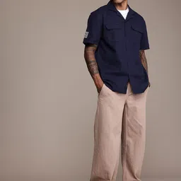 The Roadster Life Co. Relaxed Fit Textured Cuban Collar Pure Cotton Casual Shirt image 5