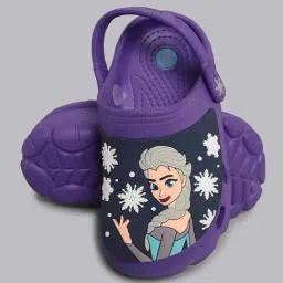 Kidsville Purple Frozen Printed Back Strap Clogs image 5