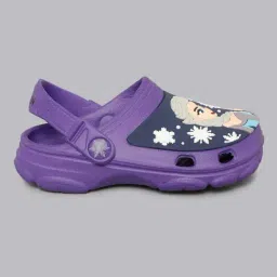 Kidsville Purple Frozen Printed Back Strap Clogs image 2