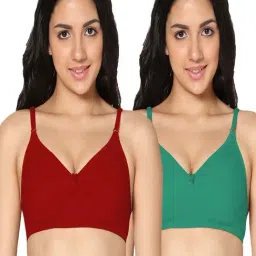 IN CARE Red & Green Cotton T-Shirt Bras - Pack Of 2-image-4