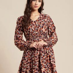 Moomaya Multicolor Floral Print Fit & Flare Dress-picture-29