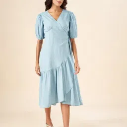 Akkriti by Pantaloons Blue Cotton A-Line Dress-picture-38