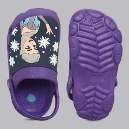Kidsville Purple Frozen Printed Back Strap Clogs image 3