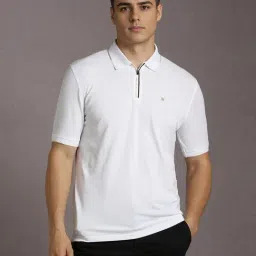 Louis Philippe White Cotton Regular Fit Polo T-Shirt-picture-29