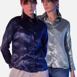 BUYNEWTREND Navy & Grey Regular Fit Shirt (Pack Of 2)-picture-18