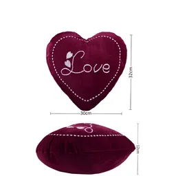 Kuber Industries Maroon & White 5 Pieces Embroidered Heart Shaped Pre-Filled Cushions image 3
