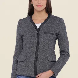 Campus Sutra Charcoal Textured Jacket image 3