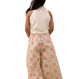 Lil Drama Kids White Printed Top And Palazzos Set image 2