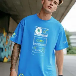 Bewakoof Hawaiian Surf Cassette Graphic Printed Relaxed Fit T-Shirt-picture-33