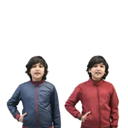 Crimsoune Club Kids Maroon & Navy Solid Full Sleeves Reversible Jacket-picture-16