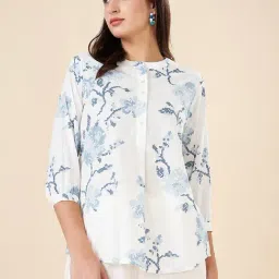 Akkriti by Pantaloons White Cotton Printed 3/4th sleeve Kurti-picture-25