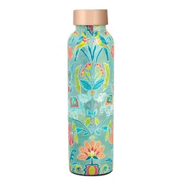 Myntra Elegant Homes Green Single Copper Printed Water Bottle image 3