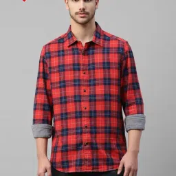 Royal Enfield Red Slim Fit Check Reversible Shirt-picture-10