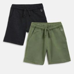 Campana Kids Grey & Olive Solid Shorts (Pack Of 2)-picture-47