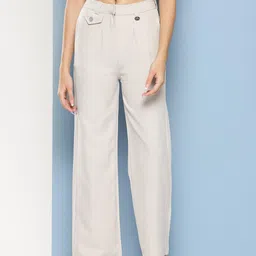 Roadster Women Solid Pleated Mid-Rise Trousers-image-78