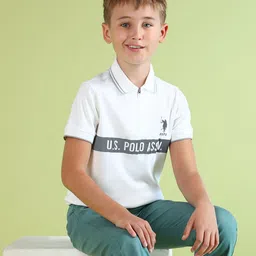 U.S. Polo Assn. Kids Boys Brand Logo Printed Polo Collar Pure Cotton T-shirt-picture-31