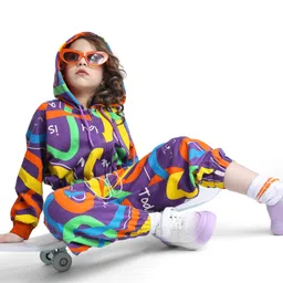 Ollington St. Cotton Knit Full Raglan Sleeves Printed Front Zipper Hoodie & Joggers Winter Wear Co-Ord Set - Purple-picture-26