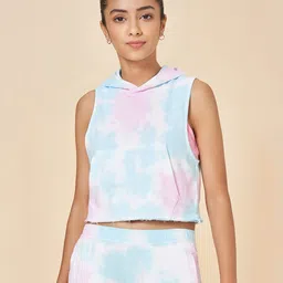 Coolsters by Pantaloons Cotton Sleeveless Tie Dye Hooded Top - Multi Colour-picture-13