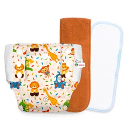 SuperBottoms UNO Cloth Diaper Pants Combo with Magic Pad & Booster Pad - Reusable, Pull-up Style (Jungle Beats)-picture-21