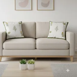 Gulaab Jaipur White & Green Set of 2 Floral Square Cushion Covers-picture-37