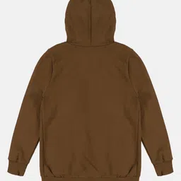 Kiddopanti Full Sleeves Solid ZipperHooded Sweatshirt - Brown image 3