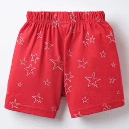 Ollypop Sinker Knit Knee Length Shorts With Star Print - Red image 2
