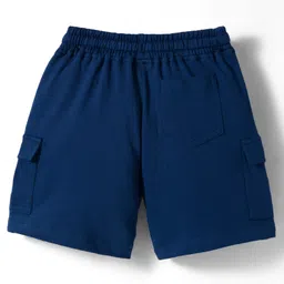 kookie kids india Kookie Kids Premium Heavy Gauge Terry Knit Above Knee Length Shorts With Badge Detailing - Navy Blue image 2