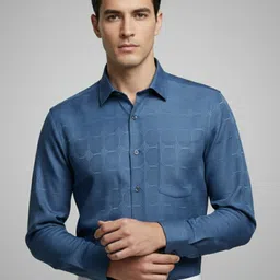 Vida Loca Men Smart Slim Fit Textured Spread Collar Cotton Formal Shirt-picture-13