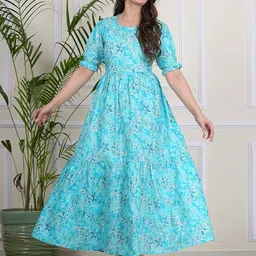 Twirl Tales Floral Print Puff Sleeve A-Line Midi Dress-picture-28