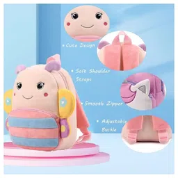 Frantic Premium Quality Soft design Pink Butterfly Bag for Kids - 14 inches image 3