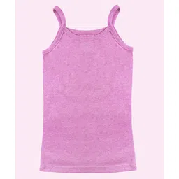 Kiddopanti Cotton Pack Of 3 Sleeveless Solid Camisoles - Blue Cream Melange & Pink Melange image 4