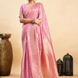 SANISA Woven Design Zari Silk Blend Handloom Saree-image-59