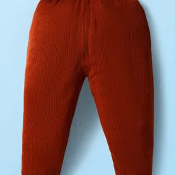 Babyhug Knit Full Sleeves Pullover Sweater & Pant Set with Color Block Design - Mustard & Brown image 5