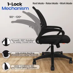 narsa 804 Revolving Chair with Tilt Mechanism in net back, Fixed Arms Mesh Office Arm Chair image 3