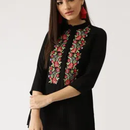 Libas Black Embroidered A Line Kurti-image-92