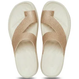 Crocs Women's Getaway Gliter Golden Toe Ring Wedges image 3