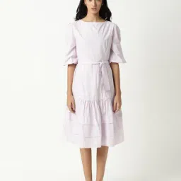 RAREISM Purple Cotton Solid Dress-image-25