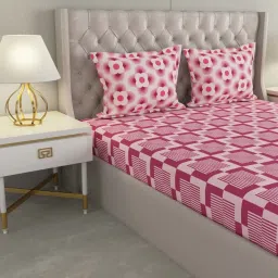 Raymond Home Jazzy Pink 120 TC Cotton Queen Bedsheet with 2 Pillow Covers image 3