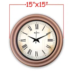 OLIVE TREE Brown & White Round Wooden Analogue Wall Clock image 4