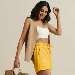 trueBrowns Yellow Plain Shorts image 3