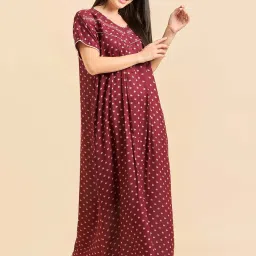Sweet Dreams Maroon Cotton Printed Nighty image 3