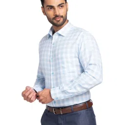 Park Avenue Blue Slim Fit Checks Shirt image 3