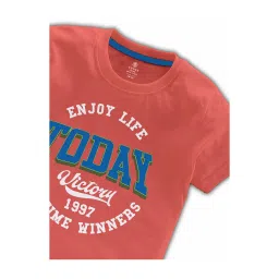 Codez Kids Coral & Sky Blue Printed T-Shirt (Pack Of 2) image 3