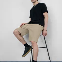 The Souled Store Beige Cotton Regular Fit Denim Shorts image 5