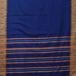 Unnati Silks Blue Cotton Woven Saree With Unstitched Blouse image 3
