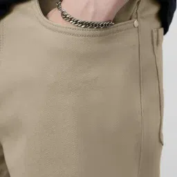 The Souled Store Beige Cotton Regular Fit Denim Shorts image 3