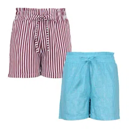 Cutecumber Kids Maroon & Blue Printed Shorts (Pack of 2)-picture-35