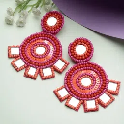 Moedbuille Mirrors Beads and Sequins Contemporary Design Handcrafted Afghan Earrings-image-76