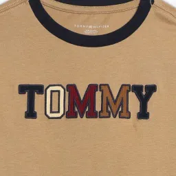 Tommy Hilfiger Kids Khaki Cotton Regular Fit Embroidered T-Shirt image 3