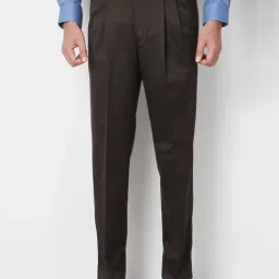 Peter England Brown Regular Fit Pleated Trousers-picture-28